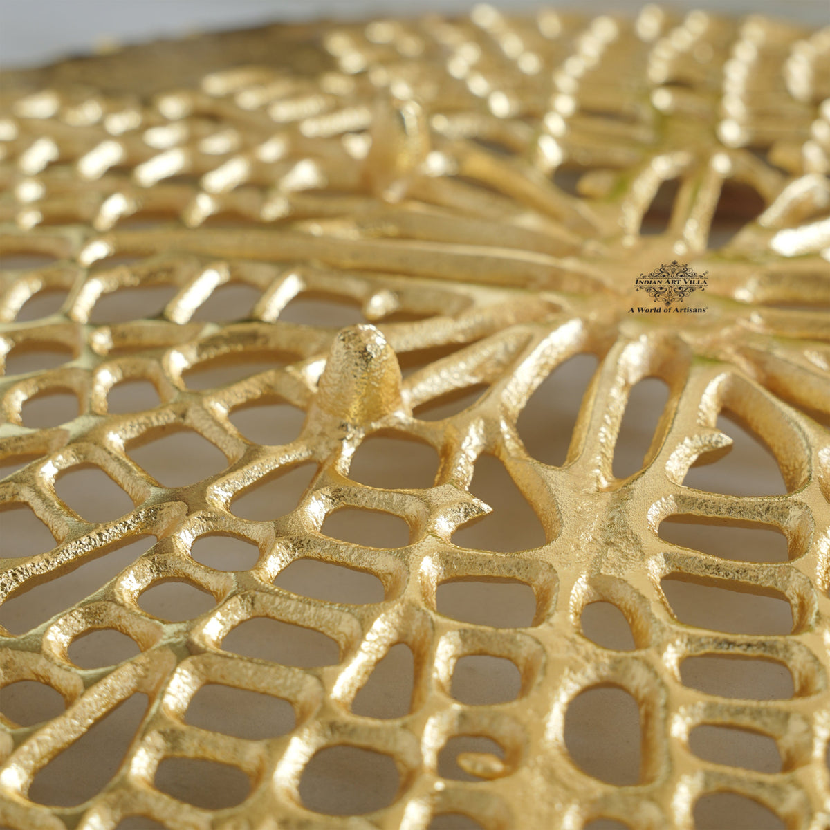 Brass Finish Round Tray 15 Inches