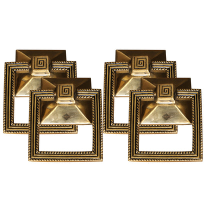 Pure Brass Door Knob With Square Design & Antique Touch, Decor Item For Home, Hotel & Restaurants, Size- 6x11.43 cm