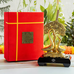 Brass Finish Swan Pair Showpiece – 22 cm Décor Gift