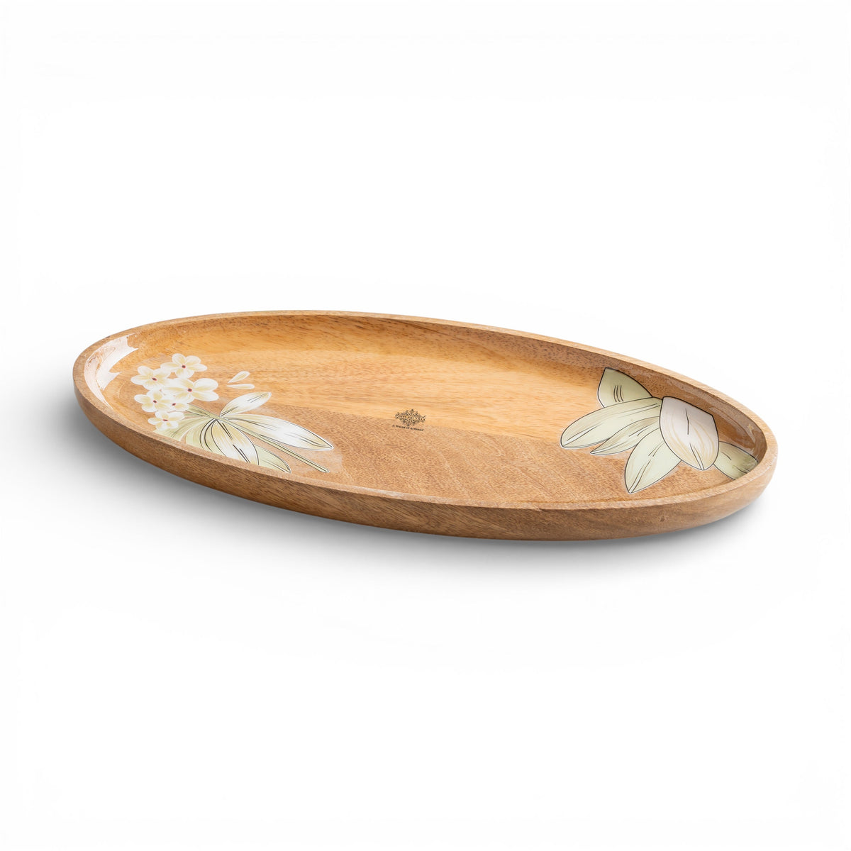 Wooden pluneria Flower Design Tray- Oval Shape