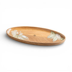 Wooden pluneria Flower Design Tray- Oval Shape
