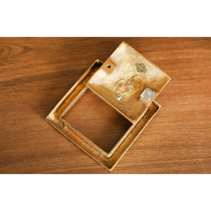 Pure Brass Door Knob With Square Design & Antique Touch, Decor Item For Home, Hotel & Restaurants, Size- 6x11.43 cm
