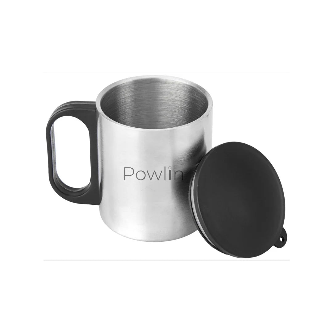 Powlin Noah Mug 2-Piece Set | 180ml Stainless Steel Coffee Mug | Insulated, Durable, Spill-Proof, Leak-Resistant | Ideal for Hot & Cold Beverages, Travel-Friendly