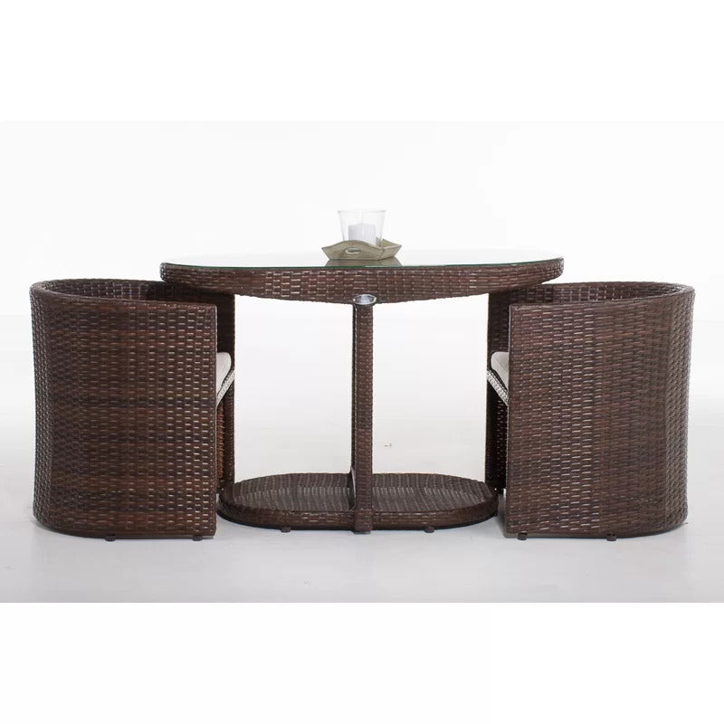 Dotcal Outdoor Patio Seating Set 2 Chairs and 1 Table Set (Brown)