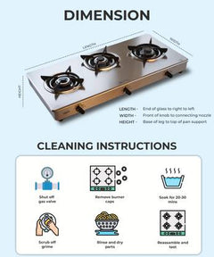 Prestige Royale Plus GT 04 Toughened Black Glass Top with Baati/Tandoor Stand Inside Glass Manual Gas Stove (4 Burners)