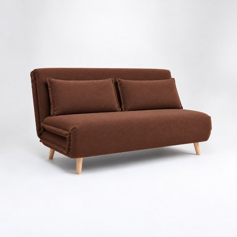 Modern 2 Seater Daybed Sofa Come Bed, Brown Fabric Convertible Sleeper Sofa, Fold-Out Sofa Bed for Living Room, Guest Room & Apartment