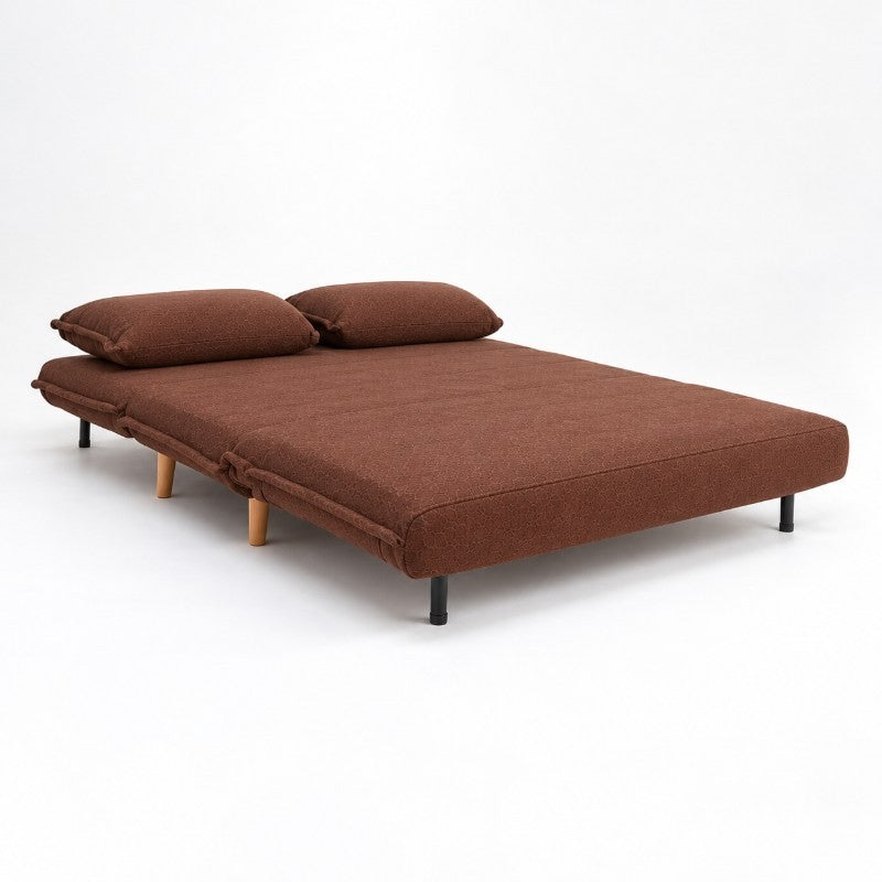 Modern 2 Seater Daybed Sofa Come Bed, Brown Fabric Convertible Sleeper Sofa, Fold-Out Sofa Bed for Living Room, Guest Room & Apartment