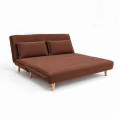 Modern 2 Seater Daybed Sofa Come Bed, Brown Fabric Convertible Sleeper Sofa, Fold-Out Sofa Bed for Living Room, Guest Room & Apartment
