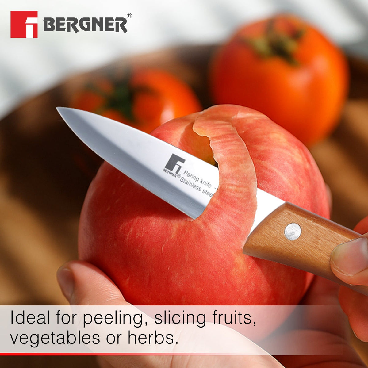Bergner Natural Stainless Steel 8.75cm Pairing Knife