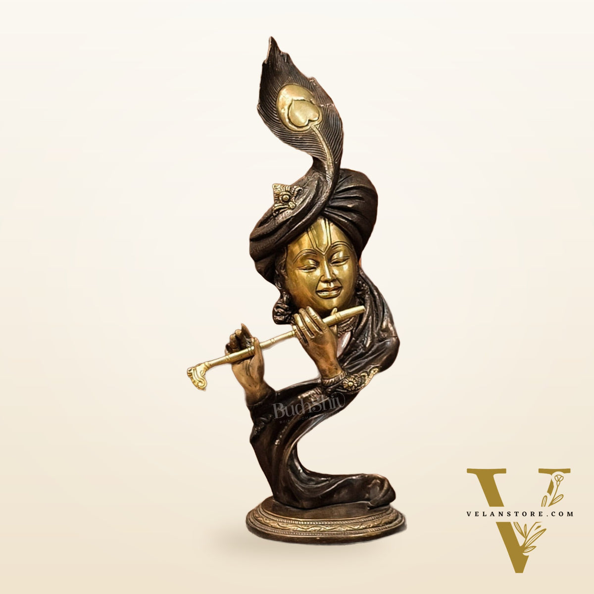 20-Inch Krishna Brass Idol Showpiece