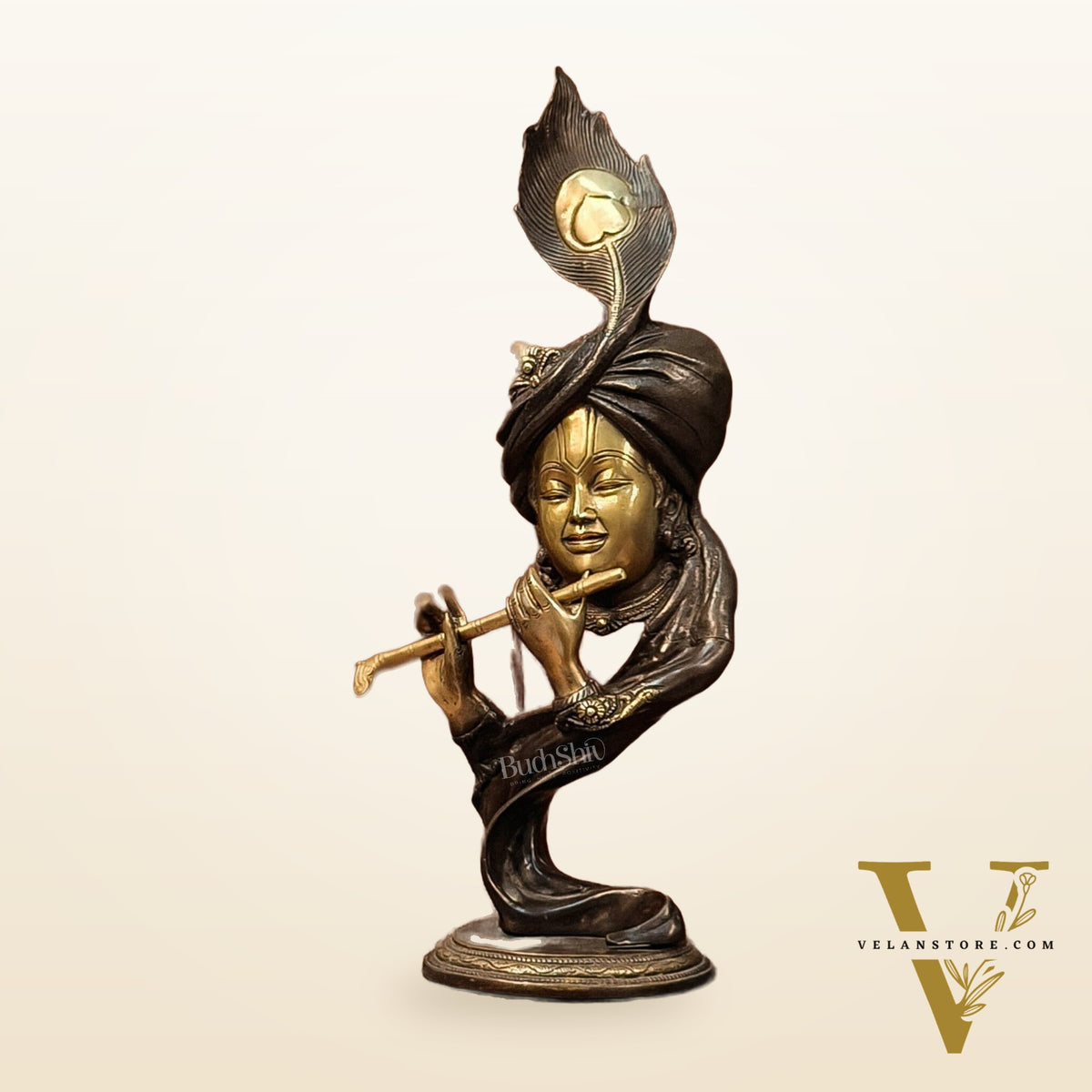 20-Inch Krishna Brass Idol Showpiece