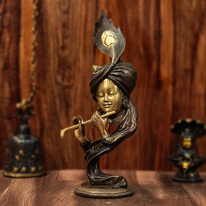 20-Inch Krishna Brass Idol Showpiece