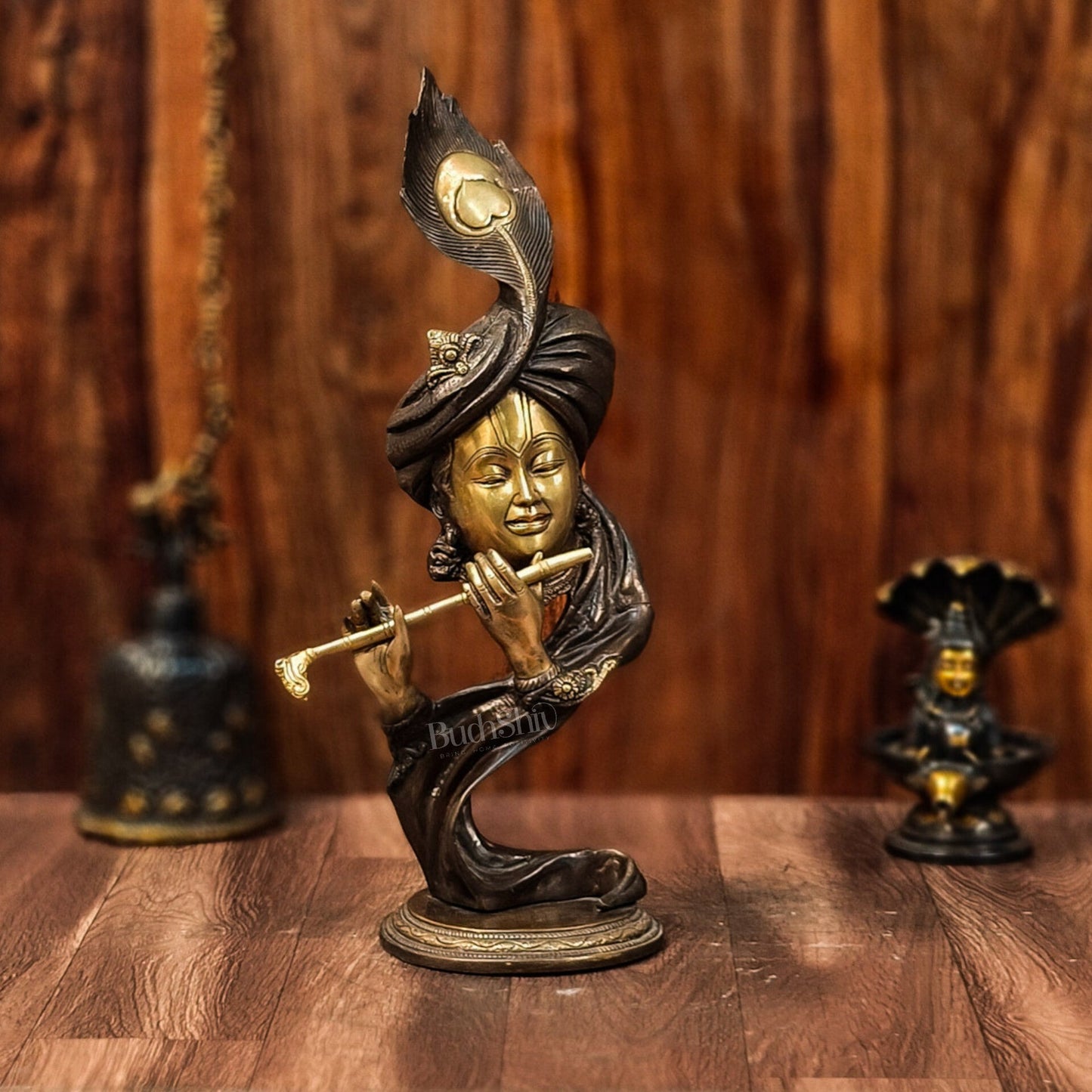 20-Inch Krishna Brass Idol Showpiece