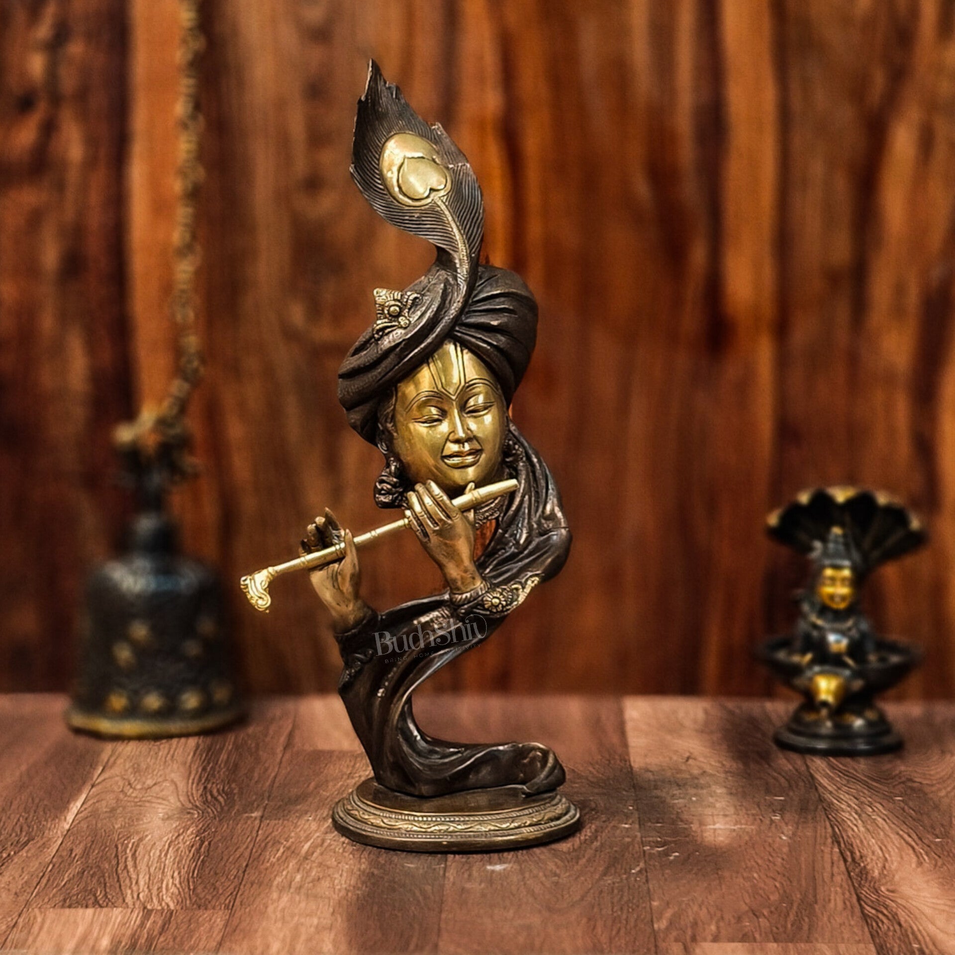 20-Inch Krishna Brass Idol Showpiece