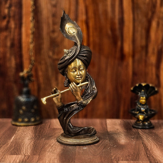 20-Inch Krishna Brass Idol Showpiece