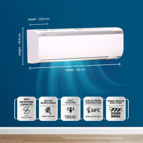 Daikin Premium Series 1 Ton 5 Star Inverter Split AC | 100% Copper | PM 2.5 Filter | Dew Clean Technology | Power Chill Operation | 5.2 ISEER (ATKM35UV)