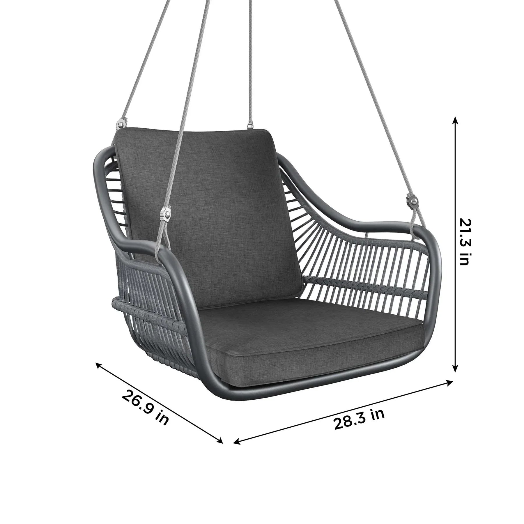 Felice Single Seater Hanging Swing Without Stand For Balcony , Garden Swing (Grey)