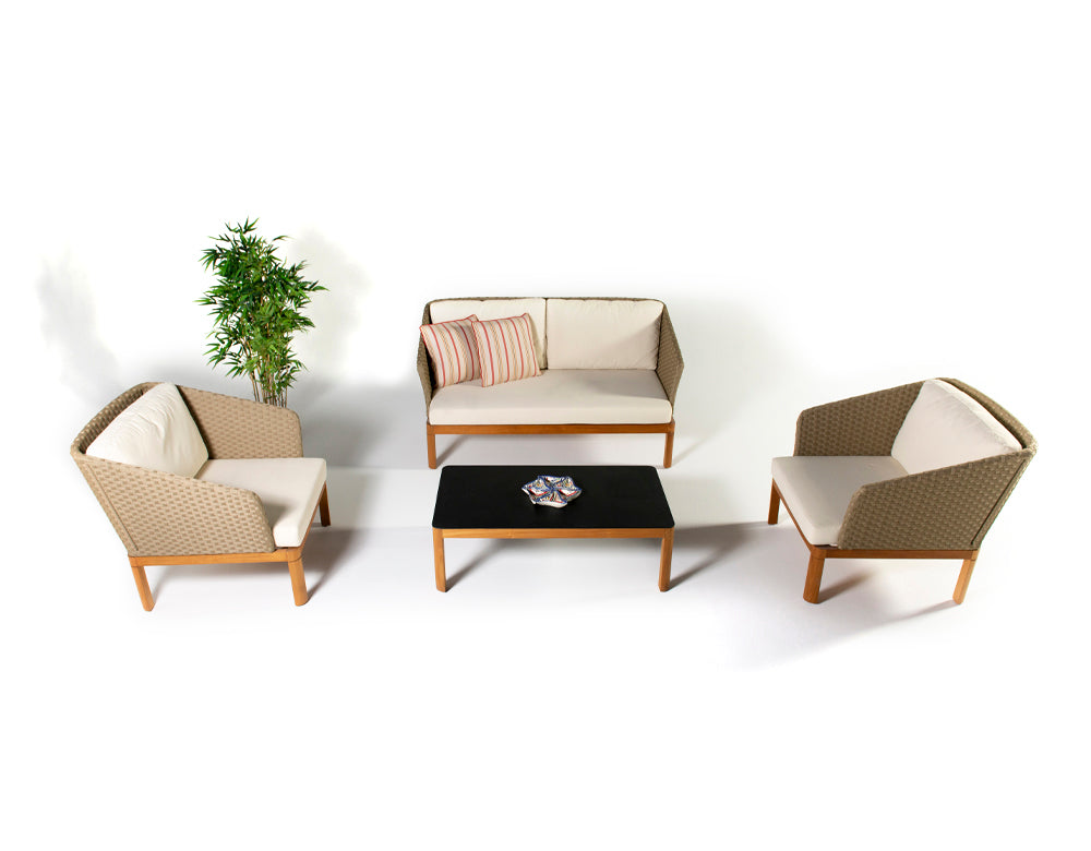 Roberta Outdoor Sofa Set 2 Seater , 2 Single seater and 1 Center Table (Beige + Brown)
