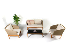 Roberta Outdoor Sofa Set 2 Seater , 2 Single seater and 1 Center Table (Beige + Brown)