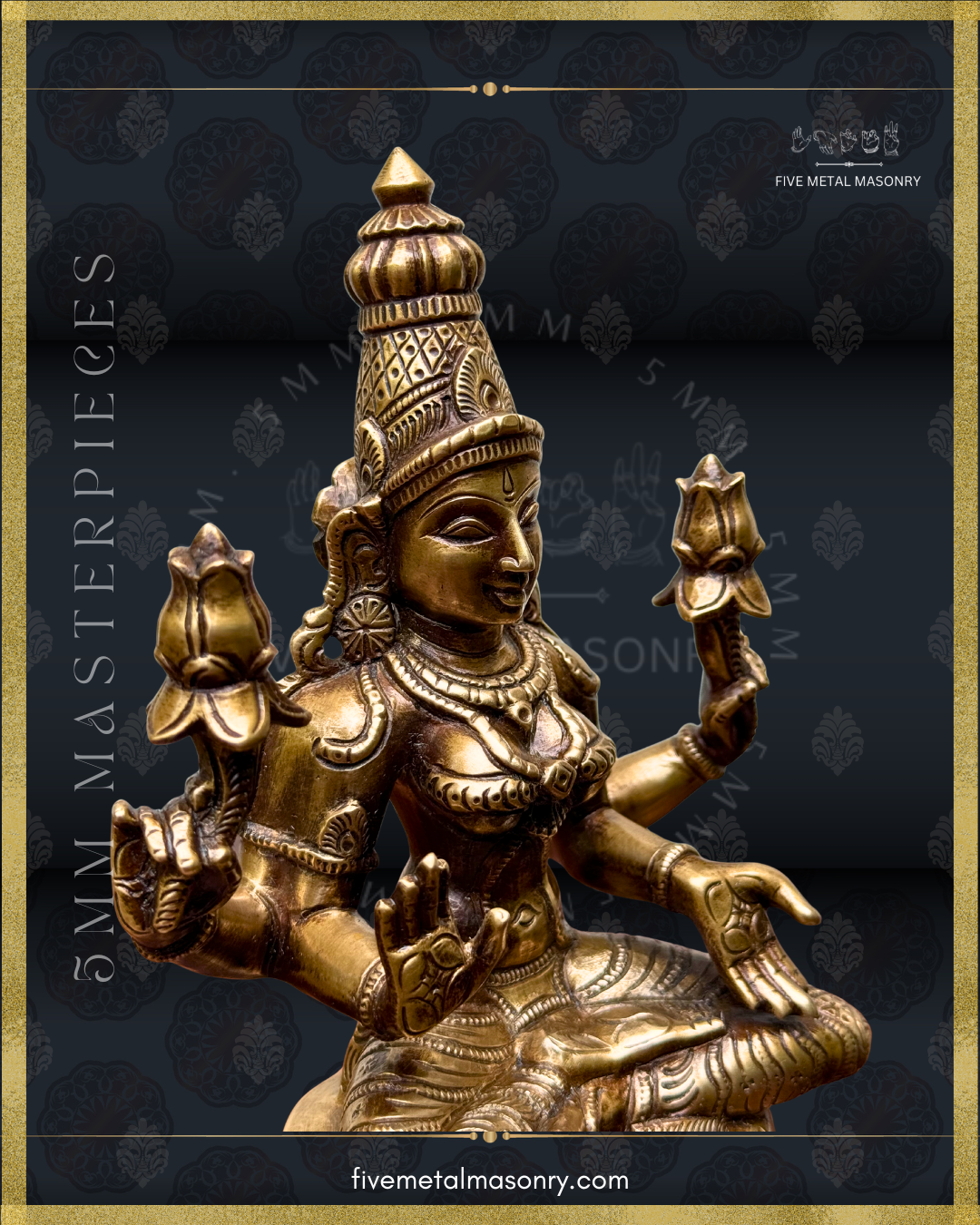 Lakshmi Panchaloha Bronze Icon - 10" with arch - Masterpieces Collection