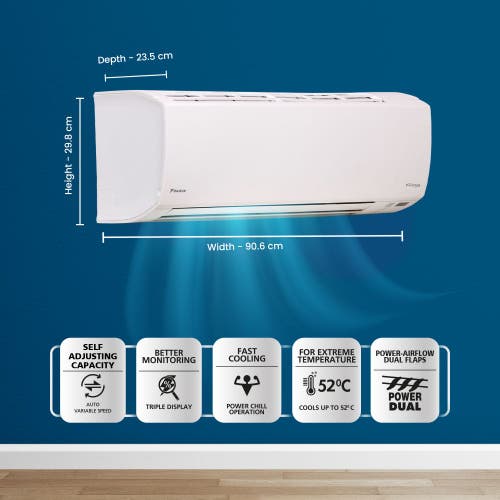 Daikin Premium Series 1.8 Ton 3 Star Inverter Split AC | 100% Copper | Titanium Apatite Air Purifying Filter | Coanda Airflow | Power Chill Operation (ATKL60U, White)