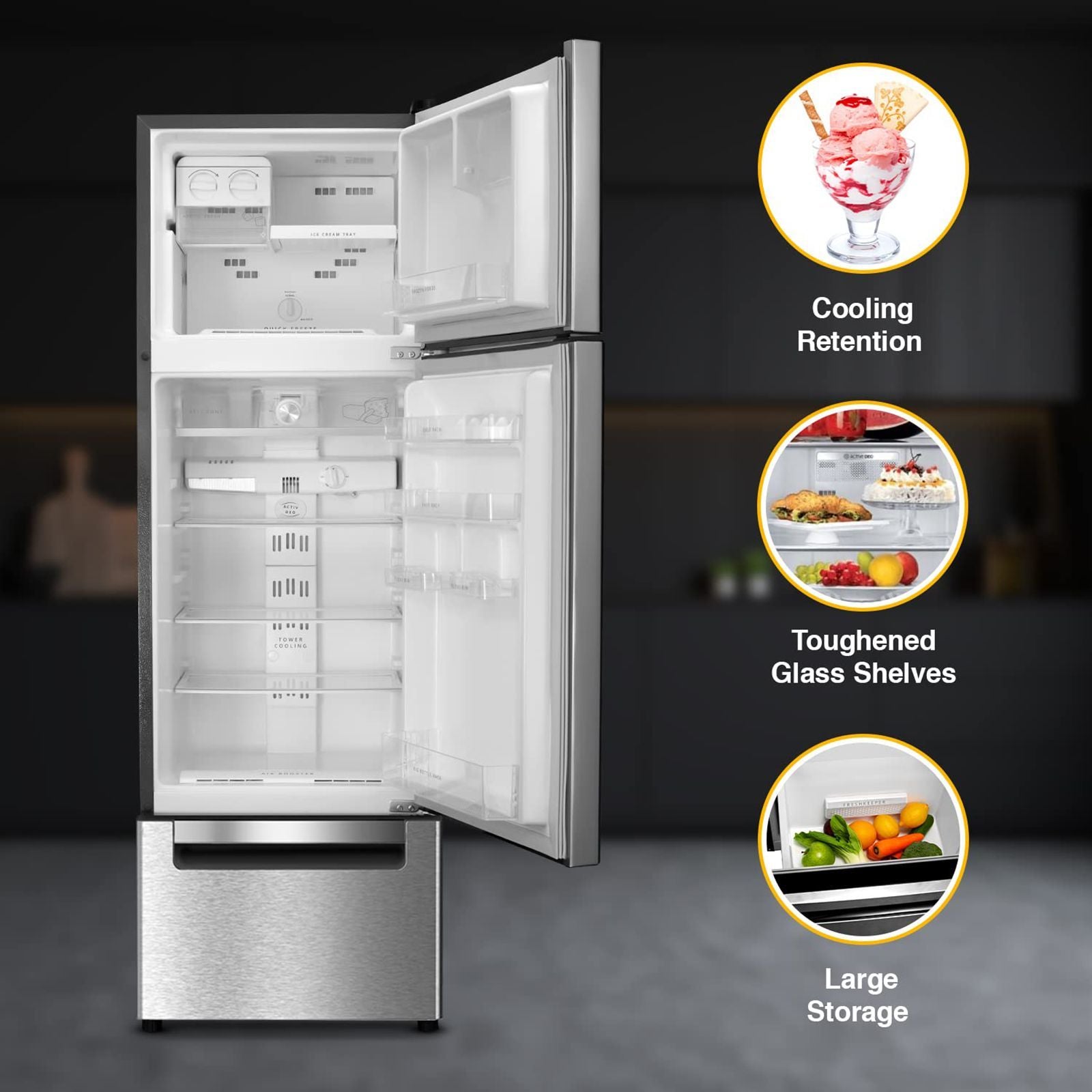 Whirlpool Protton 215 Litres Frost Free Triple Door Refrigerator with 6th Sense ActiveFresh Technology (20807, Alpha Steel)