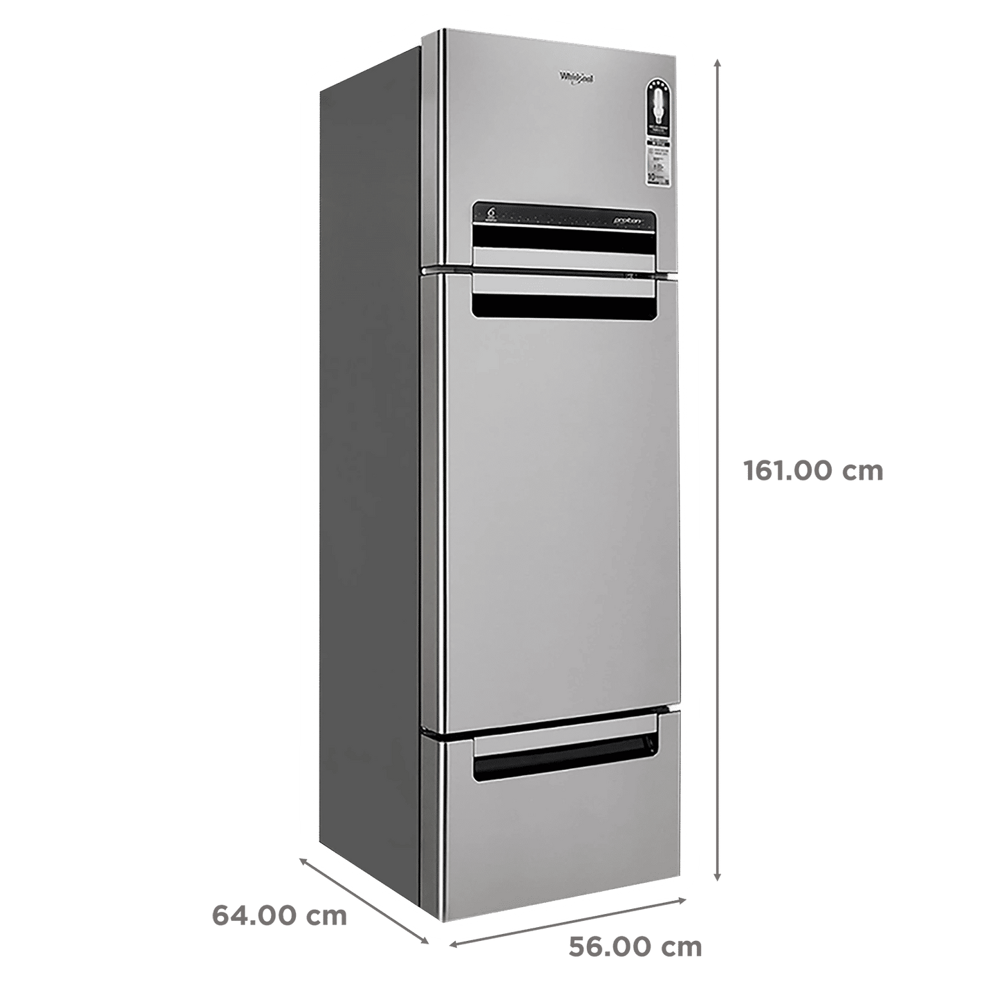 Whirlpool Protton 215 Litres Frost Free Triple Door Refrigerator with 6th Sense ActiveFresh Technology (20807, Alpha Steel)