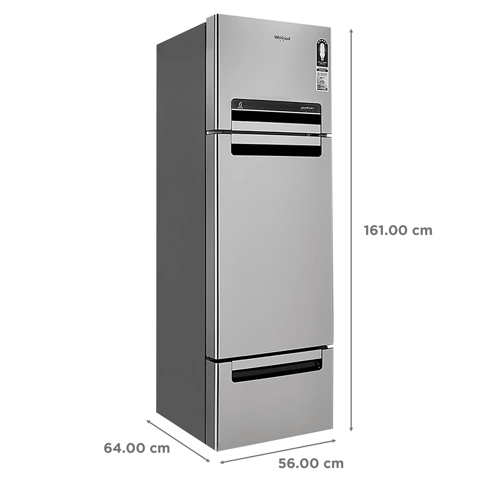 Whirlpool Protton 215 Litres Frost Free Triple Door Refrigerator with 6th Sense ActiveFresh Technology (20807, Alpha Steel)