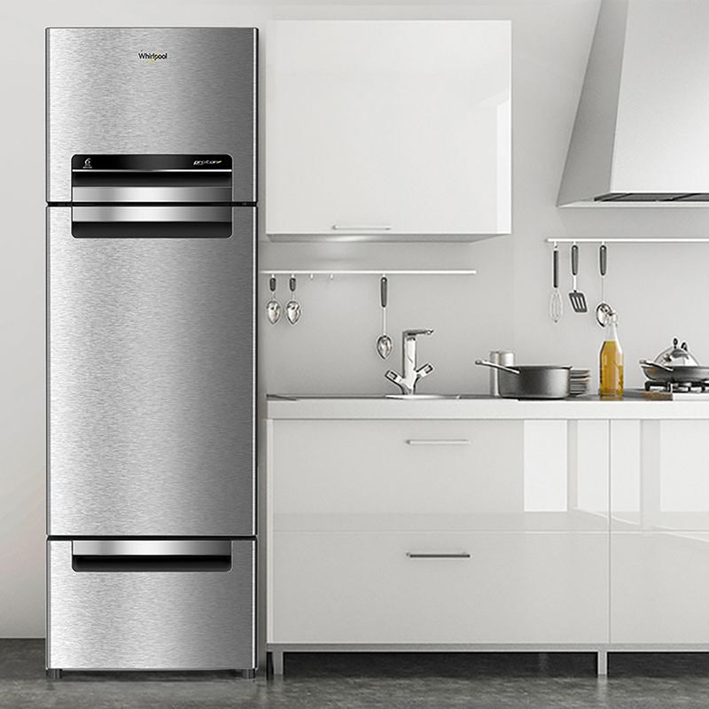 Whirlpool Protton 215 Litres Frost Free Triple Door Refrigerator with 6th Sense ActiveFresh Technology (20807, Alpha Steel)