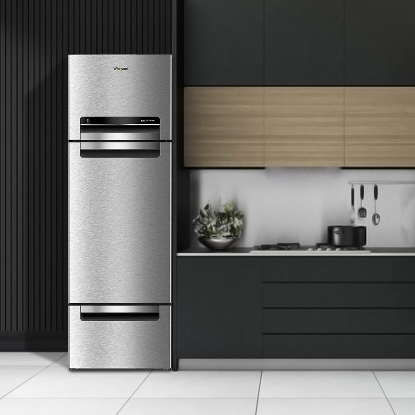 Whirlpool Protton 215 Litres Frost Free Triple Door Refrigerator with 6th Sense ActiveFresh Technology (20807, Alpha Steel)