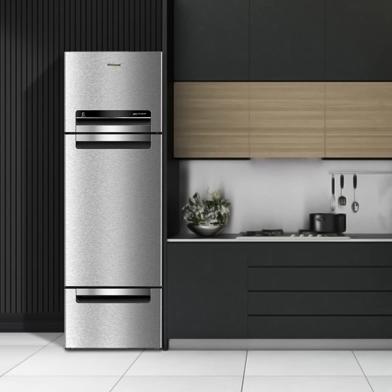 Whirlpool Protton 215 Litres Frost Free Triple Door Refrigerator with 6th Sense ActiveFresh Technology (20807, Alpha Steel)
