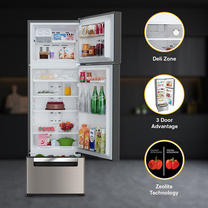 Whirlpool Protton 300 Litres Frost Free Triple Door Refrigerator with 6th Sense ActiveFresh Technology (20817, Alpha Steel)