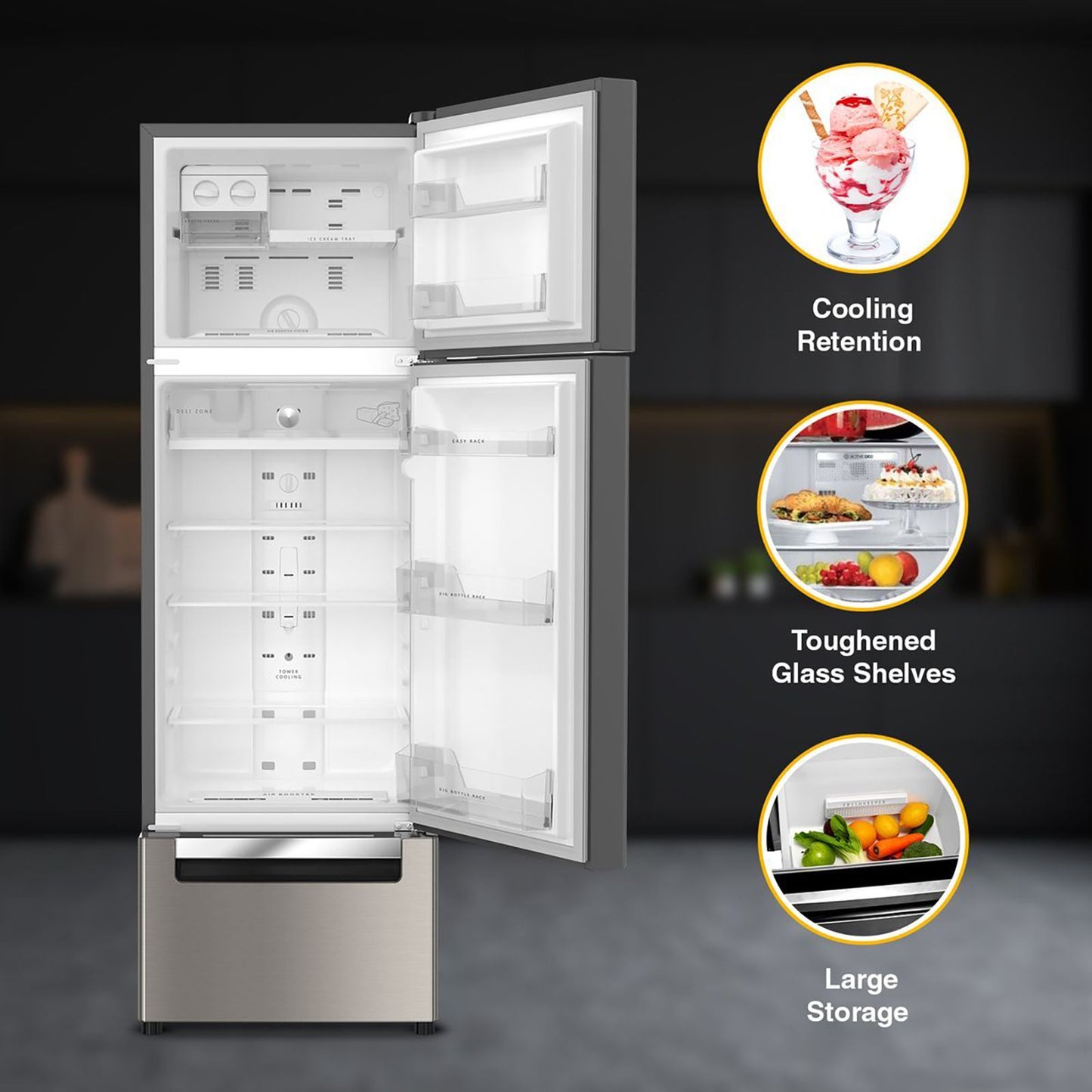 Whirlpool Protton 300 Litres Frost Free Triple Door Refrigerator with 6th Sense ActiveFresh Technology (20817, Alpha Steel)