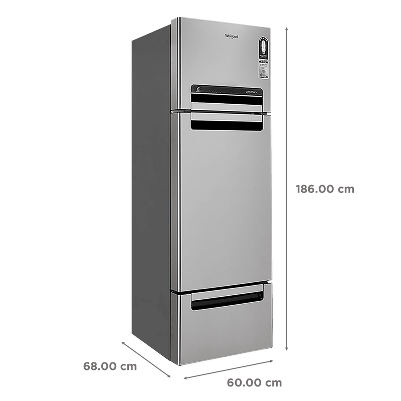 Whirlpool Protton 300 Litres Frost Free Triple Door Refrigerator with 6th Sense ActiveFresh Technology (20817, Alpha Steel)