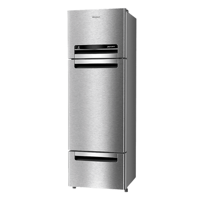 Whirlpool Protton 300 Litres Frost Free Triple Door Refrigerator with 6th Sense ActiveFresh Technology (20817, Alpha Steel)