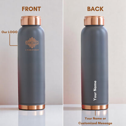 Personalized Copper Silk Finish Ergonomic Water Bottle 900 ML