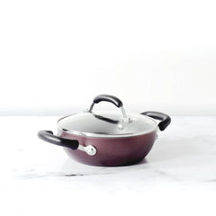 Meyer Merlot Non-Stick Kadai/Wok with Lid, 20cm