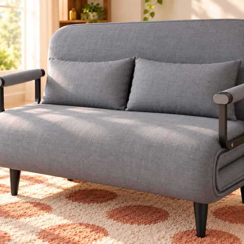2 Seater Folding Sofa Come Bed, Convertible Sleeper Sofa for Living Room & Guest Room, Double Seat Sofa Bed, Space Saving Folding Sofa Recliner Bed