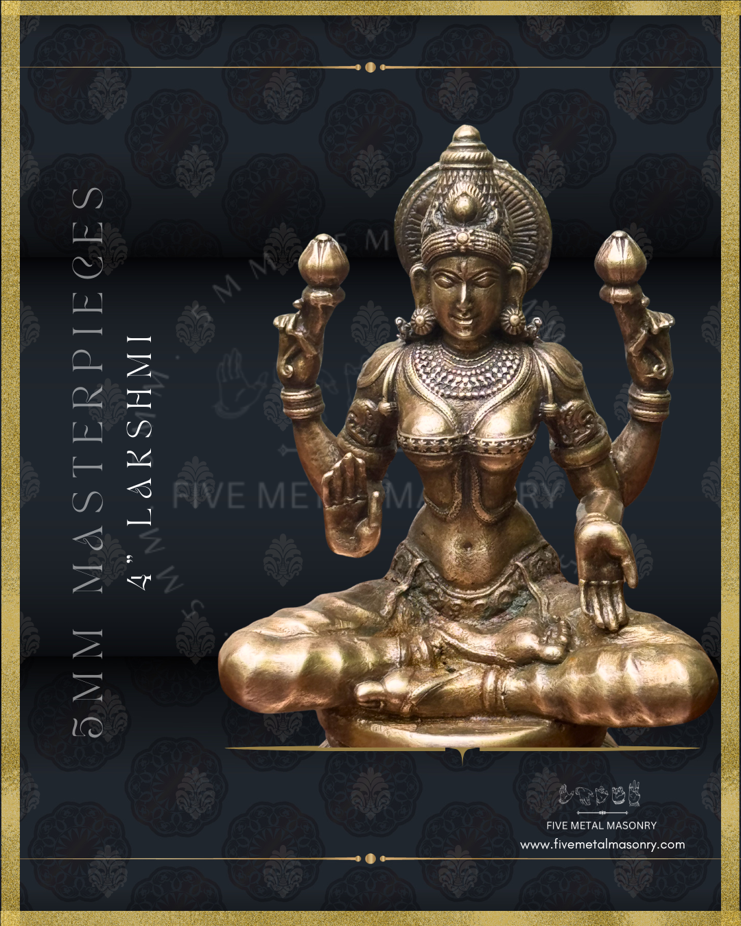 Lakshmi Panchaloha Bronze Icon - 4"-  Masterpieces Collection