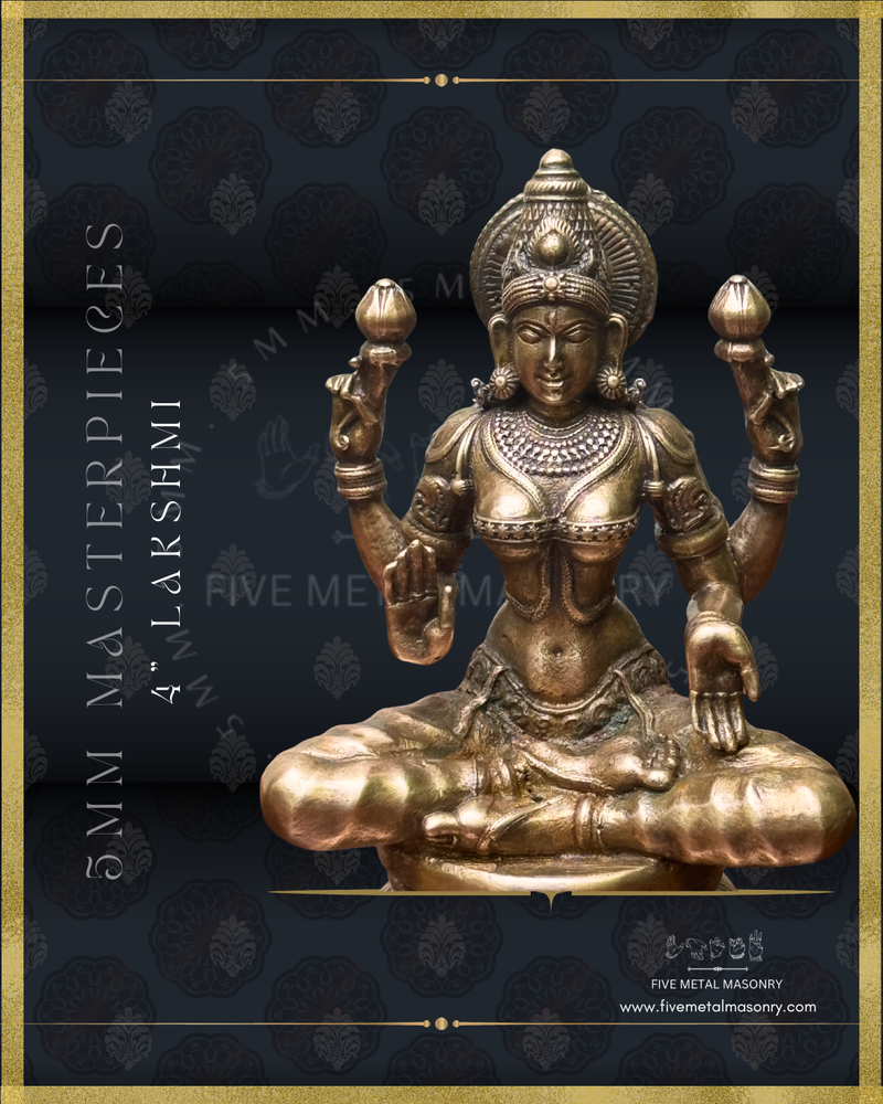 Lakshmi Panchaloha Bronze Icon - 4"-  Masterpieces Collection
