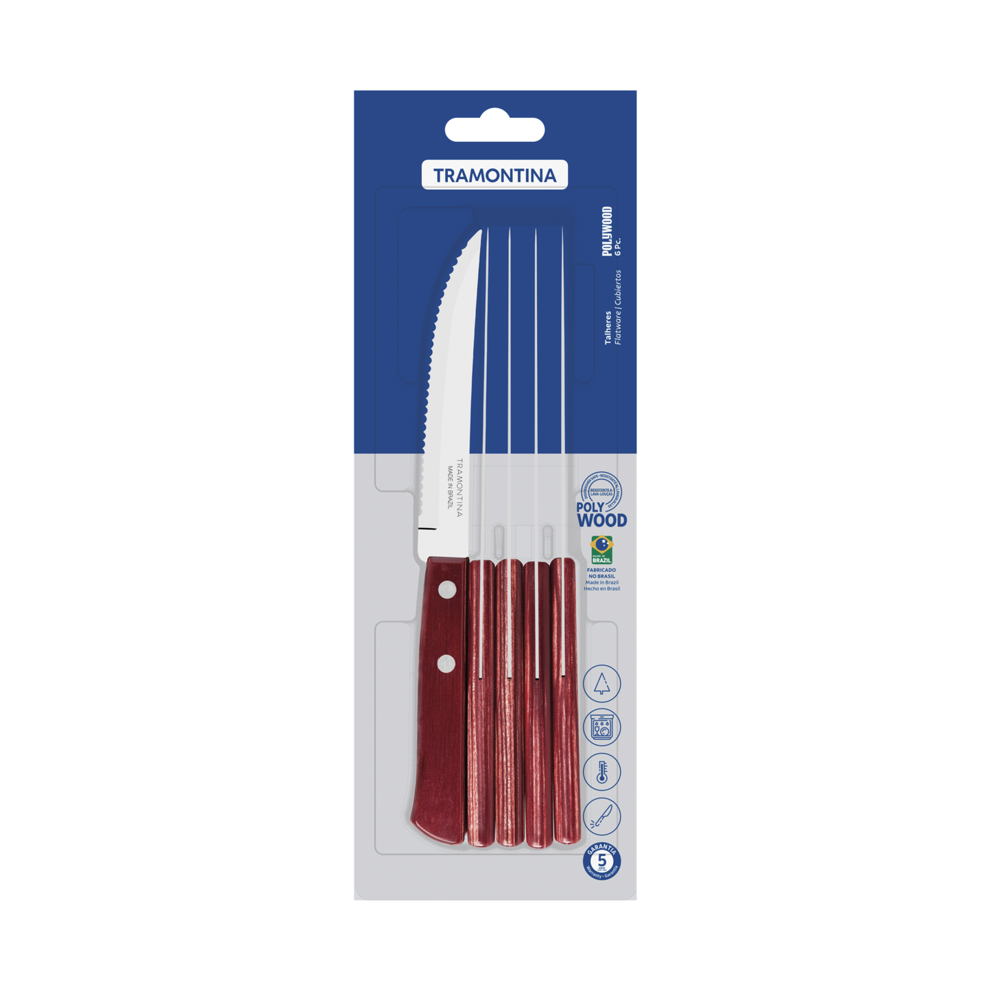 Polywood Steak Knives Set of 6 - Red