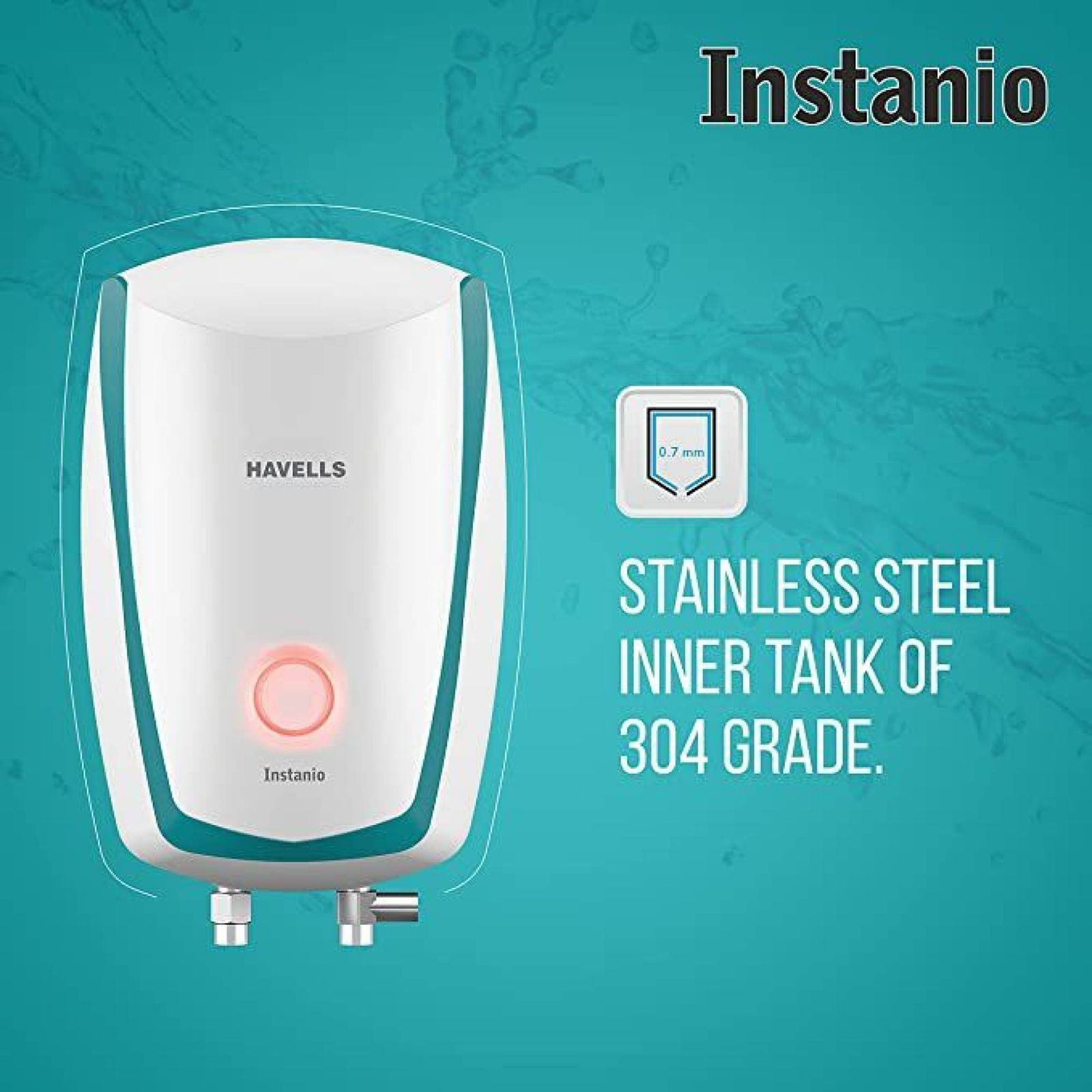 HAVELLS Instanio 3 Litre 3 Star Vertical Instant Geyser with Safety Valve (White & Blue)