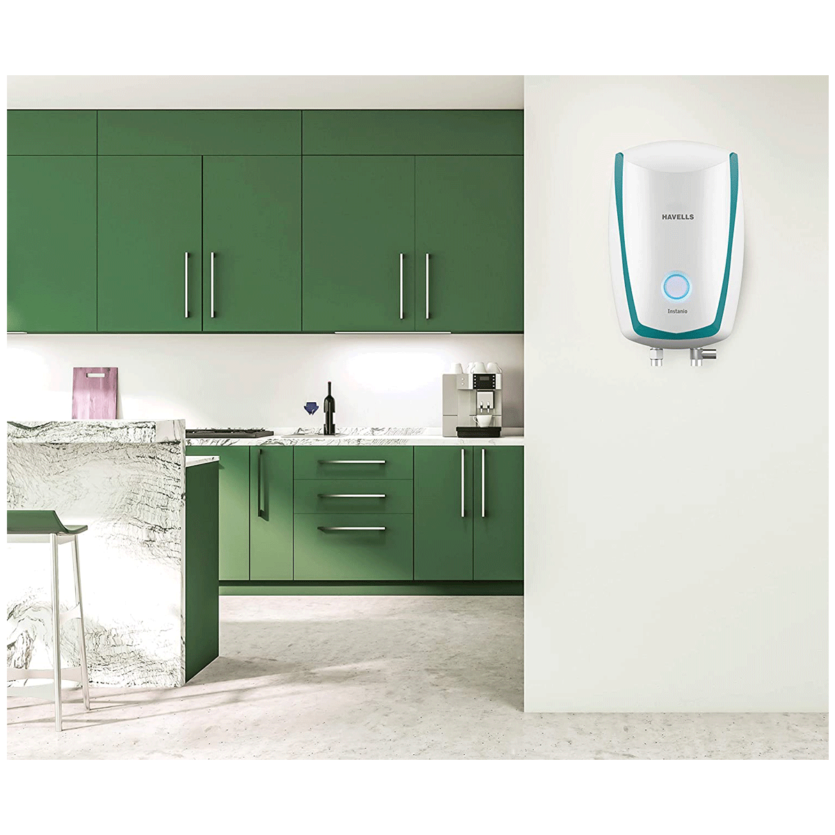 HAVELLS Instanio 3 Litre 3 Star Vertical Instant Geyser with Safety Valve (White & Blue)