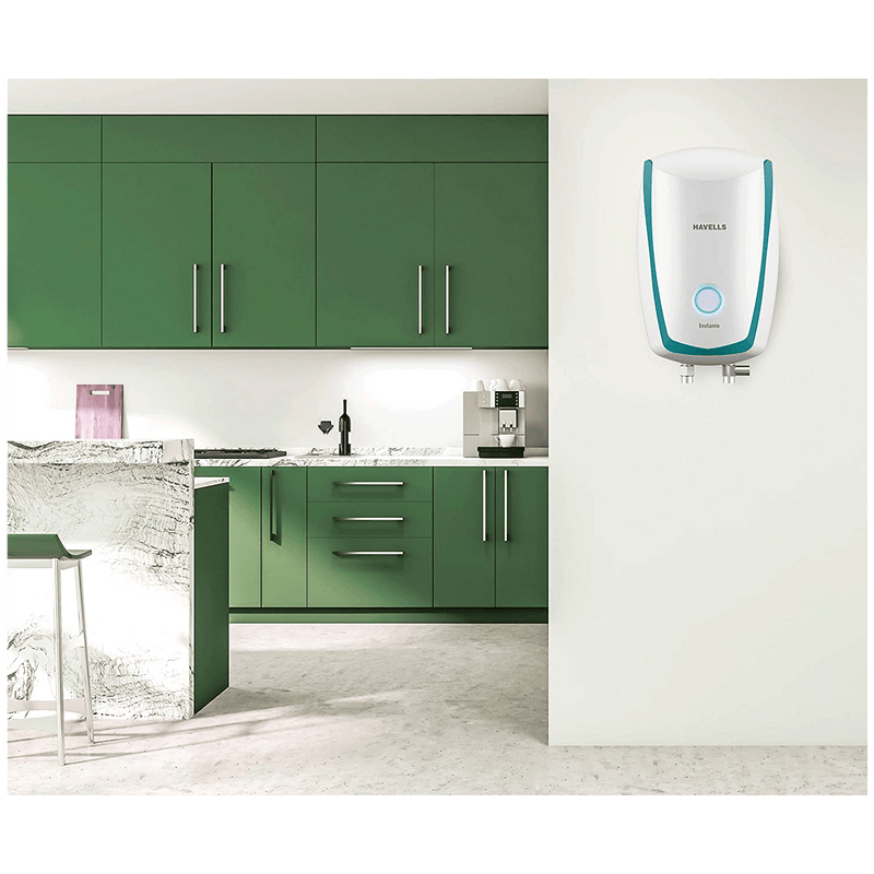 HAVELLS Instanio 3 Litre 3 Star Vertical Instant Geyser with Safety Valve (White & Blue)