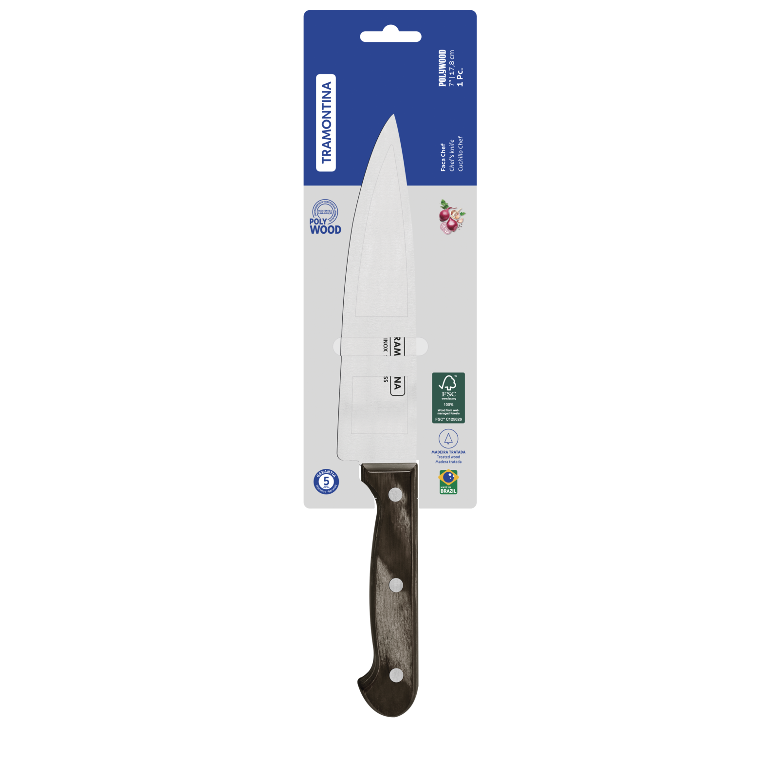 Polywood Chef Knife 17 cm/ 7in - Brown
