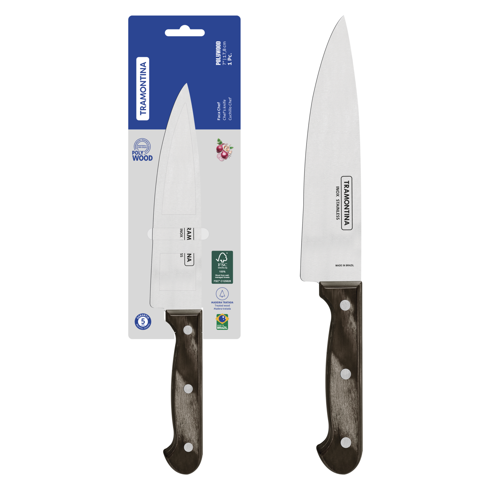 Polywood Chef Knife 17 cm/ 7in - Brown
