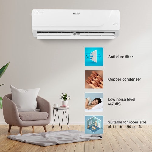 Voltas 1.5 Ton 3 Star Inverter Split AC | 100% Copper | 5 in 1 Maha Adjustable Cooling | Anti Dust Filter | Low Noise Level (183V Vectra Platina, White)