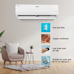Voltas 1.5 Ton 3 Star Inverter Split AC | 100% Copper | 5 in 1 Maha Adjustable Cooling | Anti Dust Filter | Low Noise Level (183V Vectra Platina, White)