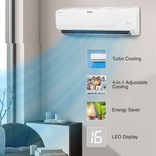 Voltas 1.5 Ton 3 Star Inverter Split AC | 100% Copper | 5 in 1 Maha Adjustable Cooling | Anti Dust Filter | Low Noise Level (183V Vectra Platina, White)