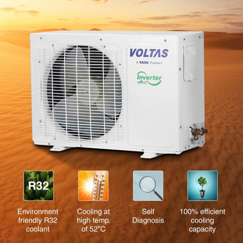 Voltas 1.5 Ton 3 Star Inverter Split AC | 100% Copper | 5 in 1 Maha Adjustable Cooling | Anti Dust Filter | Low Noise Level (183V Vectra Platina, White)